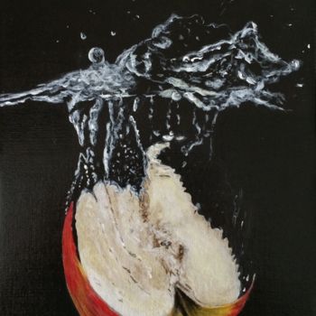 Painting titled "La pomme dans l'eau" by Alain Corbel, Original Artwork, Acrylic