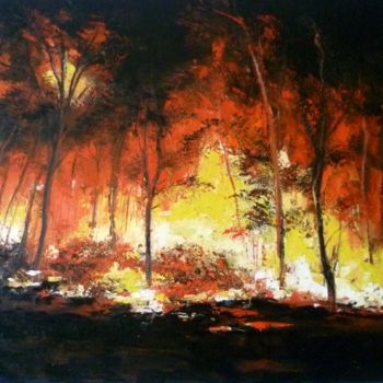 "Forêt en feu" başlıklı Tablo Alain Denis tarafından, Orijinal sanat, Petrol
