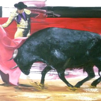 Painting titled "toréador" by Alain Denis, Original Artwork, Oil