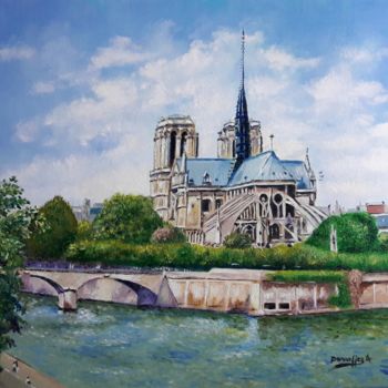 Peinture intitulée "NOTRE DAME DE PARIS" par Alain Dervillez, Œuvre d'art originale, Huile