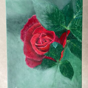Peinture intitulée "Fleur rose de velou…" par Alain Deschamps, Œuvre d'art originale, Huile