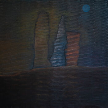 Pintura titulada "Monoliths II" por Alain Du Pontavice, Obra de arte original, Oleo Montado en Bastidor de camilla de madera