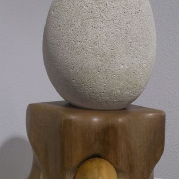 Sculpture titled "Naissance" by Dal, Original Artwork, Wood
