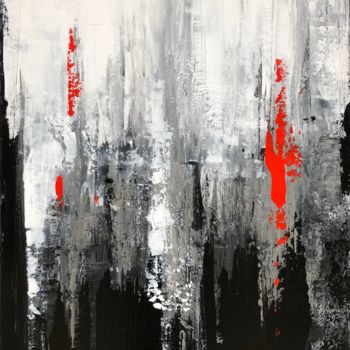 Malerei mit dem Titel "Tâches rouges dans…" von Alain Erpelding, Original-Kunstwerk, Acryl