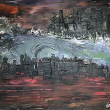 Painting titled "La vague" by Alain Erpelding, Original Artwork, Oil