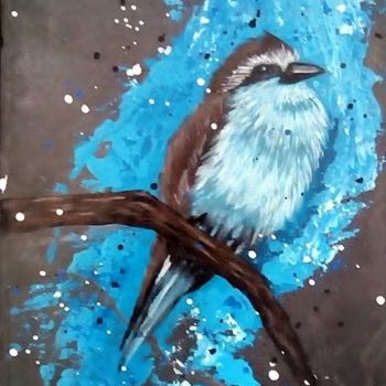 Pittura intitolato "L'oiseau bleu" da Alain Favé, Opera d'arte originale, Acrilico