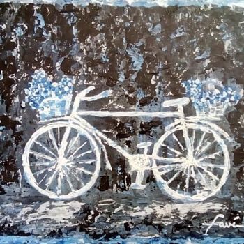 Schilderij getiteld "Vieux vélo" door Alain Favé, Origineel Kunstwerk, Acryl