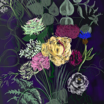 Painting titled "Bouquet" by Alain Galet, Original Artwork, Digital Painting