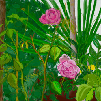Pittura intitolato "Jardin caché" da Alain Galet, Opera d'arte originale, Pittura digitale