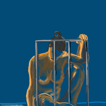 Digital Arts με τίτλο "Cage 1" από Alain Galet, Αυθεντικά έργα τέχνης, Ψηφιακή ζωγραφική