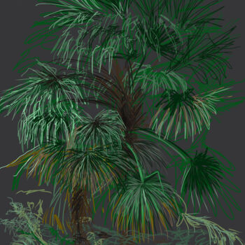 Digitale Kunst mit dem Titel "Palm tree" von Alain Galet, Original-Kunstwerk, Digitale Malerei