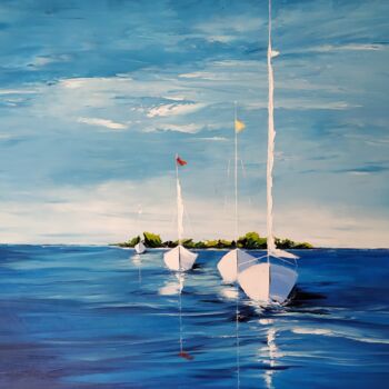 Peinture intitulée "Les bateaux" par Alain Garcia, Œuvre d'art originale, Huile