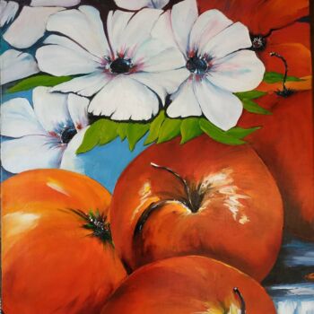 Peinture intitulée "Les Pommes" par Alain Garcia, Œuvre d'art originale, Huile