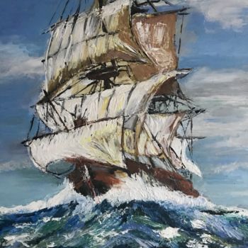 Peinture intitulée "Bateau pirate" par Germain Alain, Œuvre d'art originale, Acrylique