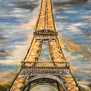 Painting titled "La Tour Eiffel" by Germain Alain, Original Artwork, Acrylic