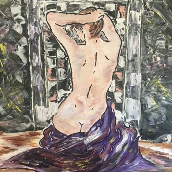 Peinture intitulée "Femme nue de dos" par Germain Alain, Œuvre d'art originale, Acrylique