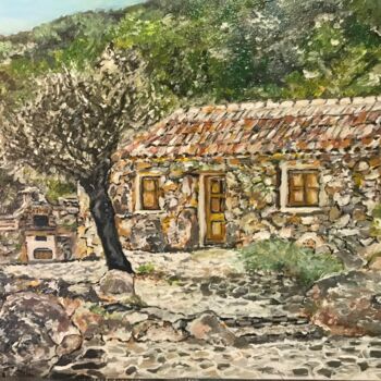 Painting titled "Cabanon corse" by Germain Alain, Original Artwork, Acrylic Mounted on Wood Stretcher frame