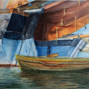 Malerei mit dem Titel "Poupes de vieux gré…" von Alain Gervais, Original-Kunstwerk, Aquarell