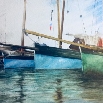 Painting titled "Etraves de vieux gr…" by Alain Gervais, Original Artwork, Watercolor