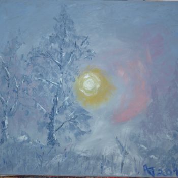 Painting titled "matin d'hiver" by Alain Jaccottey, Original Artwork