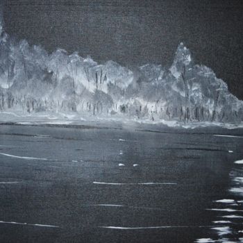 Malarstwo zatytułowany „lune sur le lac” autorstwa Alain Jaccottey, Oryginalna praca, Inny