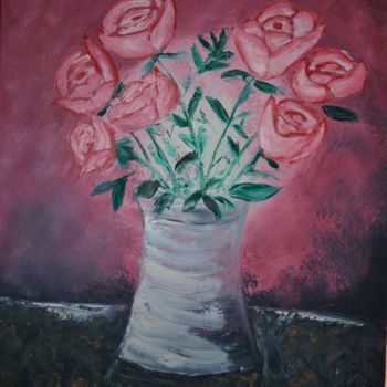 Painting titled "bouquet de roses" by Alain Jaccottey, Original Artwork, Other