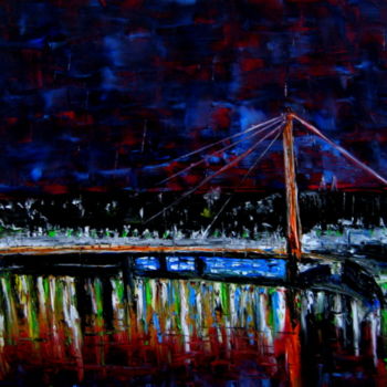 Painting titled "La passerelle de l'…" by Marius, Original Artwork, Oil