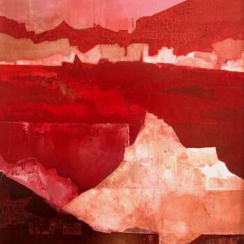 Pintura titulada "Paysage rouge" por Alain Lamy, Obra de arte original, Oleo Montado en Bastidor de camilla de madera