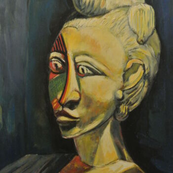 Painting titled "la statuette 2003.j…" by Alain Lamy, Original Artwork, Oil