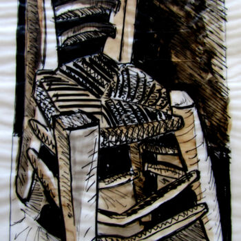 Drawing titled "LA CHAISE DE VINCEN…" by Alain Lamy, Original Artwork, Ink