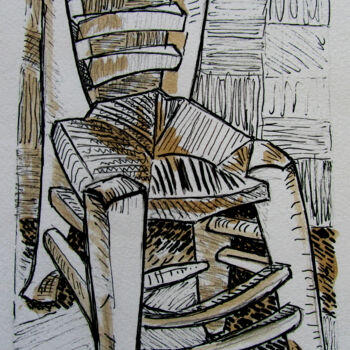 Dibujo titulada "LA CHAISE DE VINCEN…" por Alain Lamy, Obra de arte original, Tinta