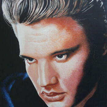 Painting titled "Elvis" by Alain Maillot, Original Artwork, Oil
