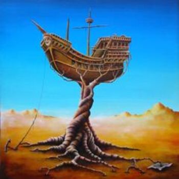Pintura intitulada "naufragés du désert" por Alain Margotton, Obras de arte originais