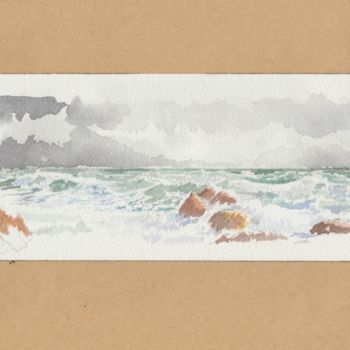 Peinture intitulée "mer-forte.jpg" par Alain Marrast, Œuvre d'art originale, Aquarelle