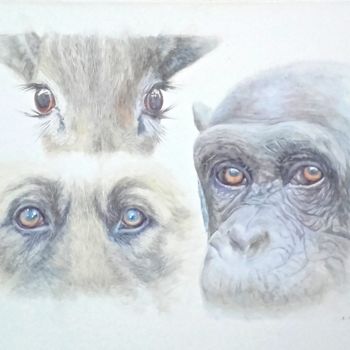 Картина под названием "Animal:anima" - Alain Masset, Подлинное произведение искусства, Акварель