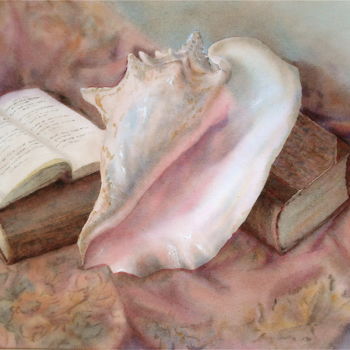 Peinture intitulée "La conque nacrée" par Alain Masset, Œuvre d'art originale, Aquarelle
