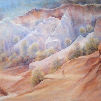 Painting titled "Midi dans les ocres" by Alain Masset, Original Artwork, Watercolor