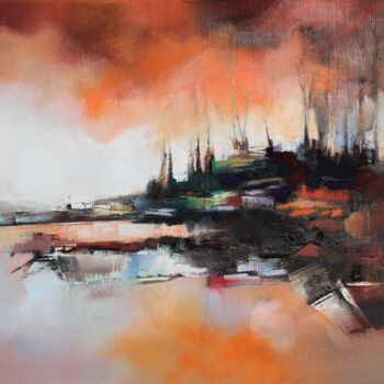 Painting titled "Sous le vent" by Alain Maupuy, Original Artwork, Oil Mounted on Wood Stretcher frame