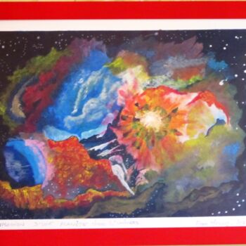 Painting titled "Explosion d'une pla…" by Alain Menard, Original Artwork, Acrylic Mounted on Cardboard