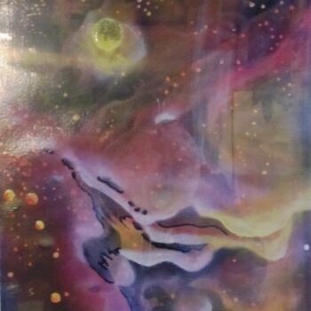 Painting titled "NEBULEUSE espace" by Alain Menard, Original Artwork, Acrylic Mounted on Cardboard