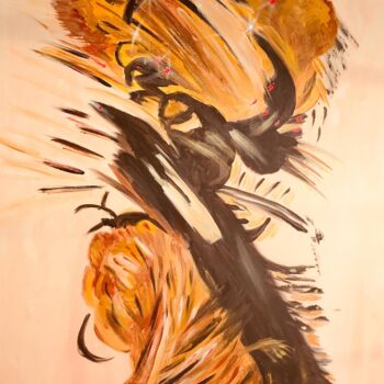 Painting titled "La déchirure beige" by Alain Mouyal (Art-Throse), Original Artwork, Oil