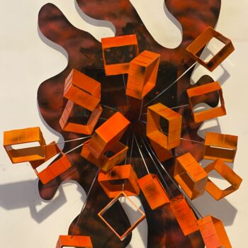 Sculpture intitulée "Vésuvio" par Alain Oddo, Œuvre d'art originale, Plastique Monté sur Métal
