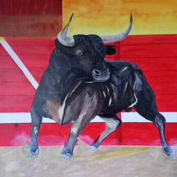 Painting titled "Olé Toro" by Alain Perchoc, Original Artwork, Acrylic