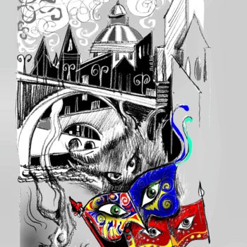 Dibujo titulada "dessin-carnaval.jpg" por Alain Perriod, Obra de arte original, Conté