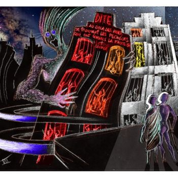 Disegno intitolato "Dante enfer" da Alain Perriod, Opera d'arte originale