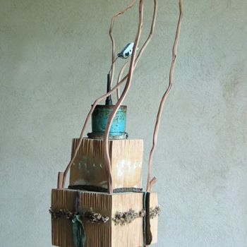 Sculpture titled "Tabernacle II" by Alain Platet, Original Artwork, Wood