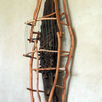 Sculpture intitulée "grand cocon branches" par Alain Platet, Œuvre d'art originale, Bois