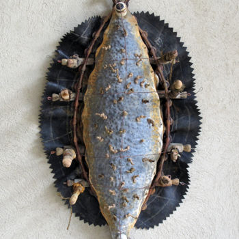 Скульптура под названием "bouclier poisson" - Alain Platet, Подлинное произведение искусства