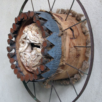 Sculpture titled "roue choux" by Alain Platet, Original Artwork