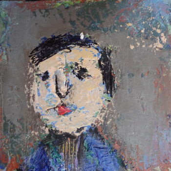 Painting titled "Petit bonhomme 2" by Alain Ponçon, Original Artwork, Oil Mounted on Wood Stretcher frame